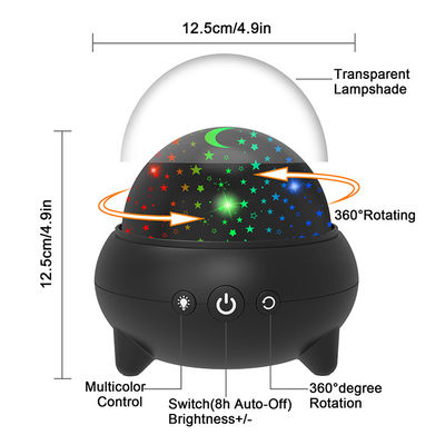 360 Degree Rotatable Starry Night Light Projector 9 Colors Adjustable For Kids