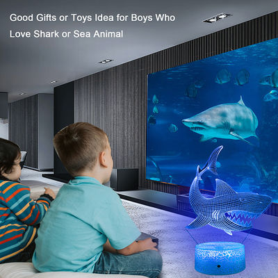 Multiscene RGB 3D Illusion LED Lamp , Remote Control Shark 3D Night Light