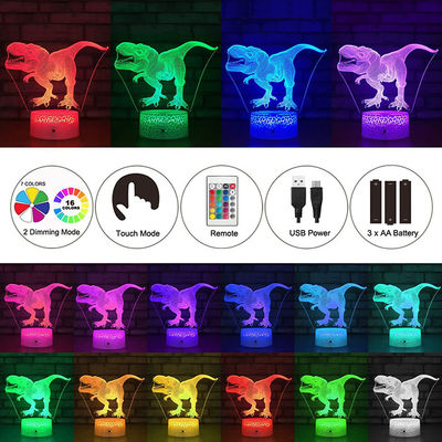 USB Portable 3D Lamp Illusion Dinosaur Multipurpose For Girls Boys