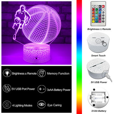 Durable 5V Basketball 3D Illusion Lamp , Acrylic Basketball Night Light 3D Illusion