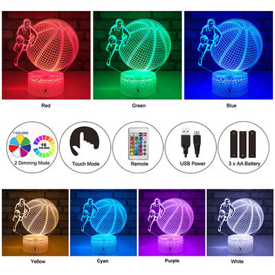 Durable 5V Basketball 3D Illusion Lamp , Acrylic Basketball Night Light 3D Illusion