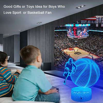 Durable 5V Basketball 3D Illusion Lamp , Acrylic Basketball Night Light 3D Illusion