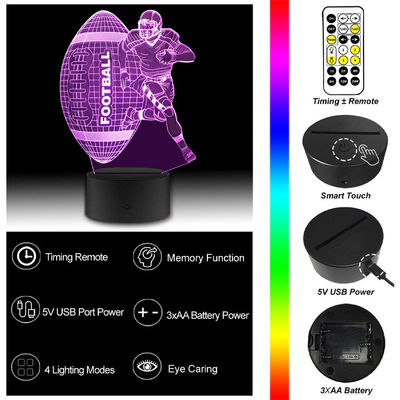Multicolor RGB 3D Illusion Night Light Football Remote Control