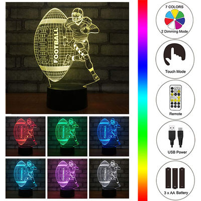 Multicolor RGB 3D Illusion Night Light Football Remote Control