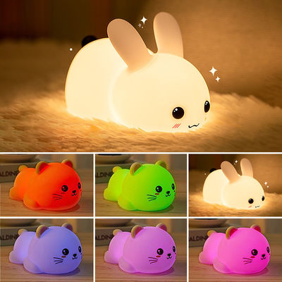 106x78.5x140mm Silicone Night Light Rabbit Shape 7 Colors Rechargeable