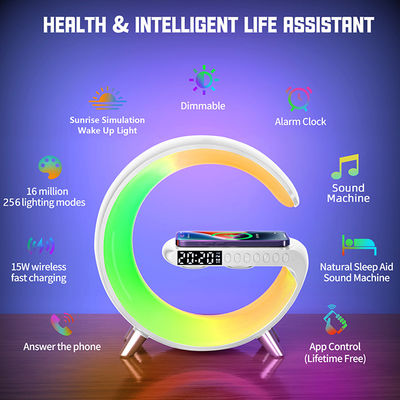 FCC Multicolor G Smart Light Sound Machine Durable G Speaker Lamp With Wireless Charging