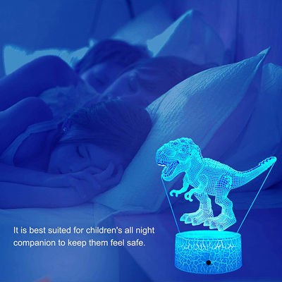ROHS Dinosaur 3D Illusion Night Light With Remote Touch 16 Colors Changing